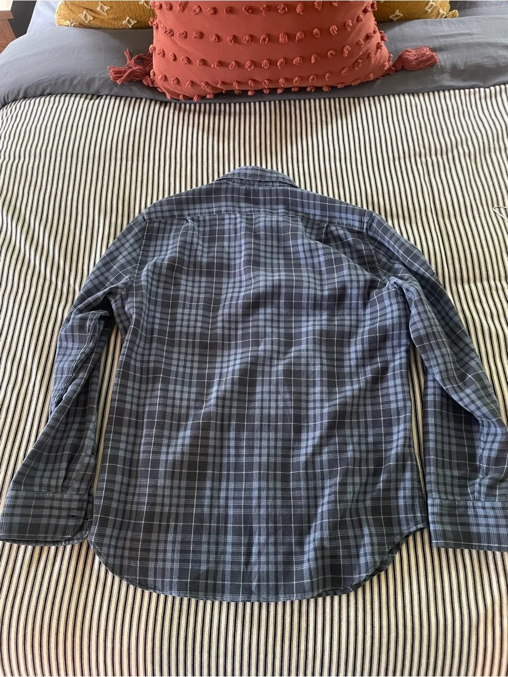 J. Crew Men's Waffle Dobby Gray Plaid Button-Down Shirt 100% Cotton